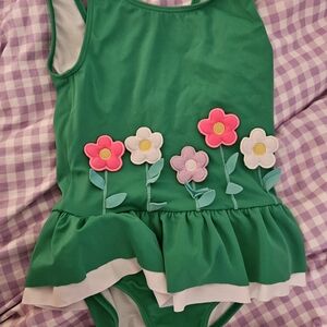Mini Boden Green Floral Swimsuit